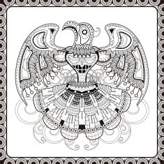mystery bird totem coloring page