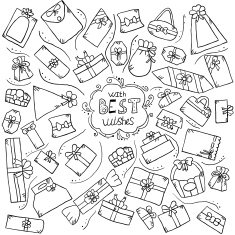 greeting card with doodle gift box N2