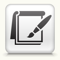 Square Button with Paper & Brush