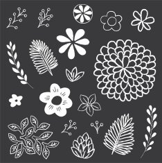 Chalkboard Floral and Leaf Elements Set