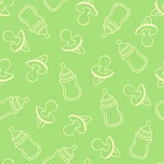 Seamless baby pattern in green tones