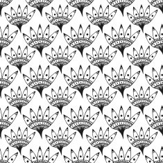 Seamless pattern with cute ethnic graphic flowers