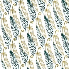 Vintage gold feathers seamless background