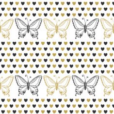 Cute seamless pattern with butterflies and hearts