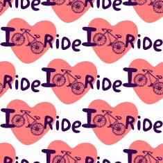 Creative hand drawn seamless pattern with bikes hearts