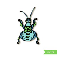 Hand drawn creativity beetle insect Ethnic style tattoo vector Print