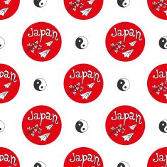 Hand drawn seamless pattern with Japan culture elements