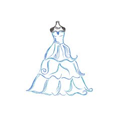 Wedding dress sketch vector illustration on white background