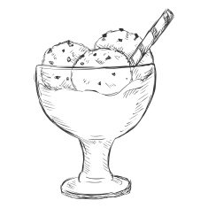 Vector Single Sketch Ice Cream Sundae