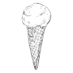 Vector Single Sketch Ice Cream Cone N3
