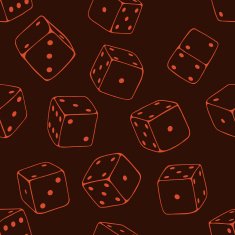 Vector Seamless Pattern Background of Lineart Dices