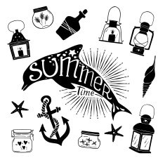 Hand drawn vector design elements Marine kit N2