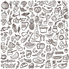natural food - doodles set
