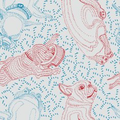 Doodle hand drawn dog seamless pattern Vector illustration