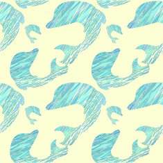 Doodle drawn seamless pattern with dolphins