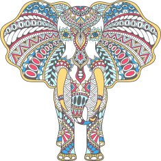 vector color decorated Indian Elephant