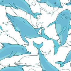 Seamless background with dolphins Vector illustration N3