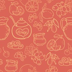 Seamless vector pattern with spice and honey