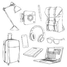 Travel to the world doodle illustration