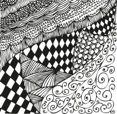 Background with doodling hand drawn patterns Curls waves chessboard