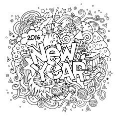 New year hand lettering and doodles elements background