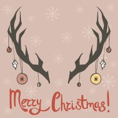 Hipster style card with hand drawn antlers