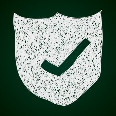 Simple doodle of a shield with tick N2