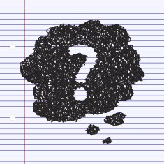 Simple doodle of a question mark thought bubble