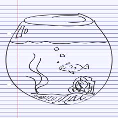 Simple doodle of a goldfish bowl N6