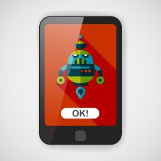 robot concept flat icon with long shadow eps10