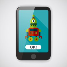 robot concept flat icon with long shadow eps10 N5
