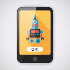 robot concept flat icon with long shadow eps10 N6