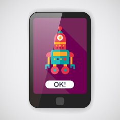 robot concept flat icon with long shadow eps10 N7