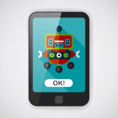 robot concept flat icon with long shadow eps10 N29