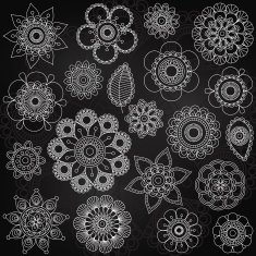 Vector Collection of chalkboard Flowers or Mandalas