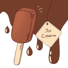 Hand drawn chocolate ice cream isolated