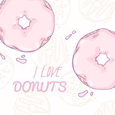 Sweet background with hand drawn donuts Design for cofee shop