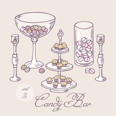 Collection of hand drawn candy bar objects Bakery goods clip
