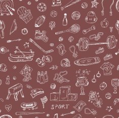 Sports Seamless pattern of sports equipment Hand Drawn Doodles illustration N7