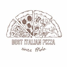 Half of pizza with different slices Sketched vector illustration