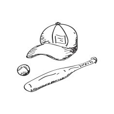 Simple doodle of baseball equipment N3