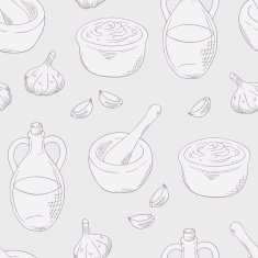 Outline aioli sauce seamless pattern background