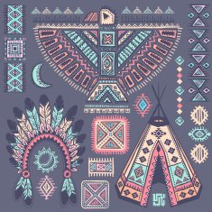Vintage set of native American symbols