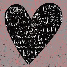 Valentines card with line heart and love phrase