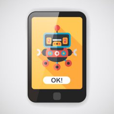 robot concept flat icon with long shadow eps10 N30