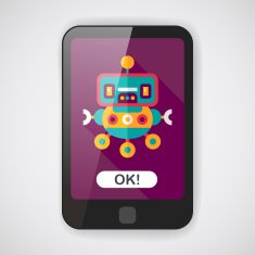 robot concept flat icon with long shadow eps10 N31