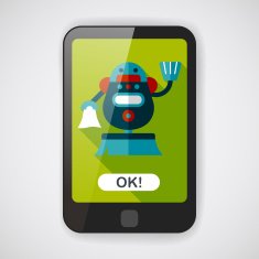 robot concept flat icon with long shadow eps10 N33