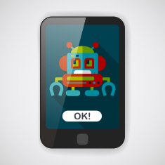 robot concept flat icon with long shadow eps10 N37