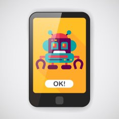 robot concept flat icon with long shadow eps10 N39