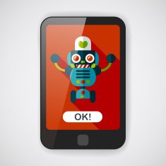 robot concept flat icon with long shadow eps10 N41